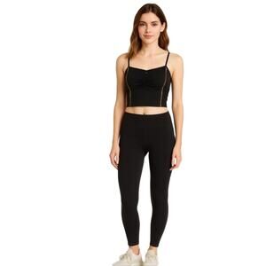 JoyLab Black With Gold  Stripes Active Crop Tank‎ (XXL)